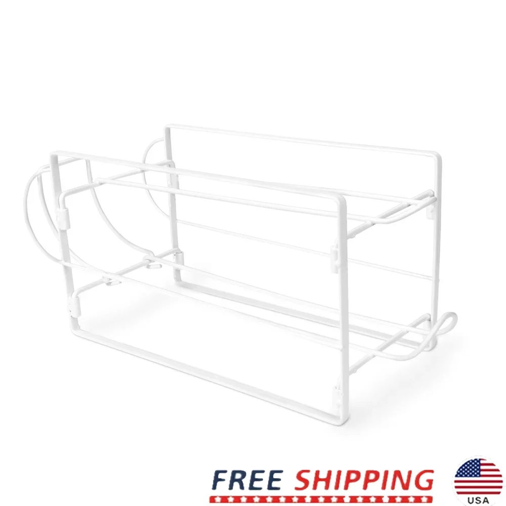 

2-Tier Beverage Dispenser Canned Drink Organizer Refrigerator Countertop Holder Steel Rack Rust Resistant Efficient Storage