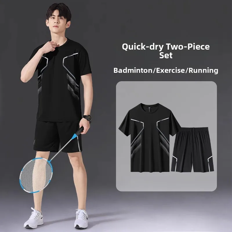 

Ice Silk Men's Summer Faion Set Loose Fit Breathable Thin ort Sve T-irt And orts Teenage Sli Large Size Clothing