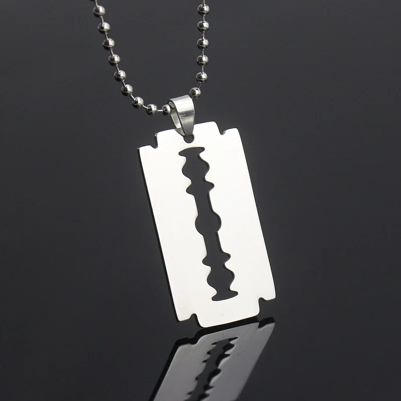 Stainless Steel Blade Razor Necklaces Gothic Punk Men Jewelry Sliver Color Metal Pendant Necklace Hiphop Accessories