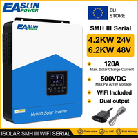 Easun Power 6200w/48v 4200w/24v MPPT Hybrid Off Grid Dual Output Pure Sine Wave 120a 230v 50/60hz Solar Inverter Charger