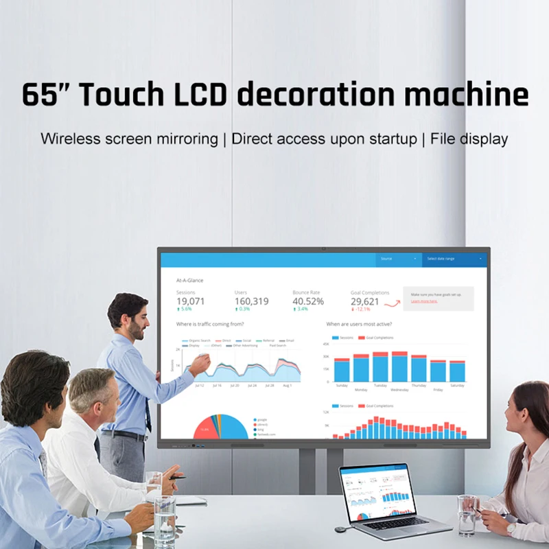 65 بوصة لوحة ذكية تعمل باللمس سبورة بيضاء تفاعلية إلكترونية مع لوحة LED مسطحة شاشة 75 بوصة OEM المورد