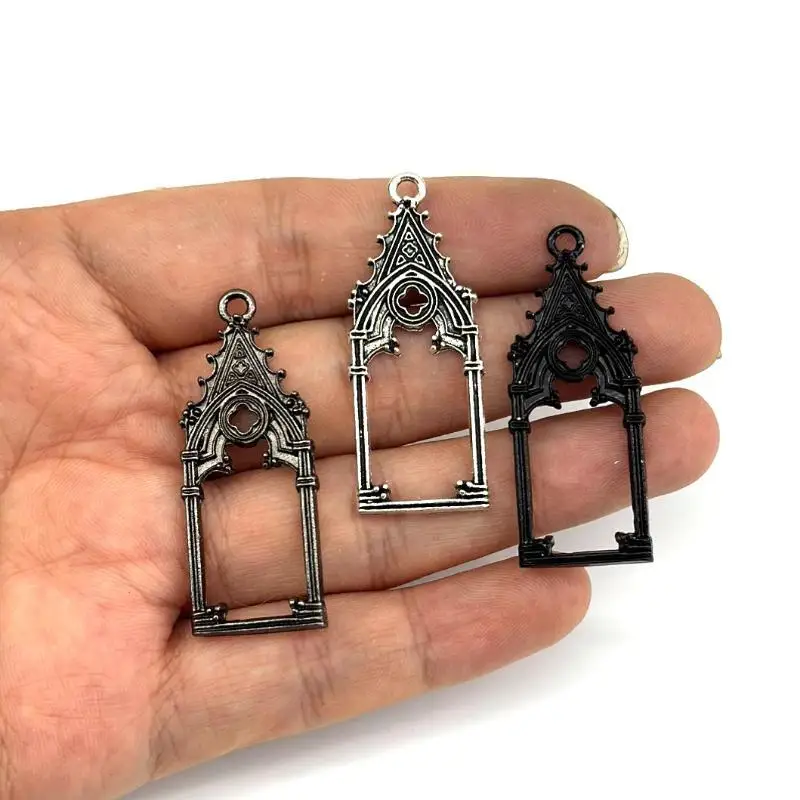 5PCS Gothic Vintage Hollow Out Castle Church Charms Pendant Designer Charms Fit Jewelry Making DIY Jewelry Findings