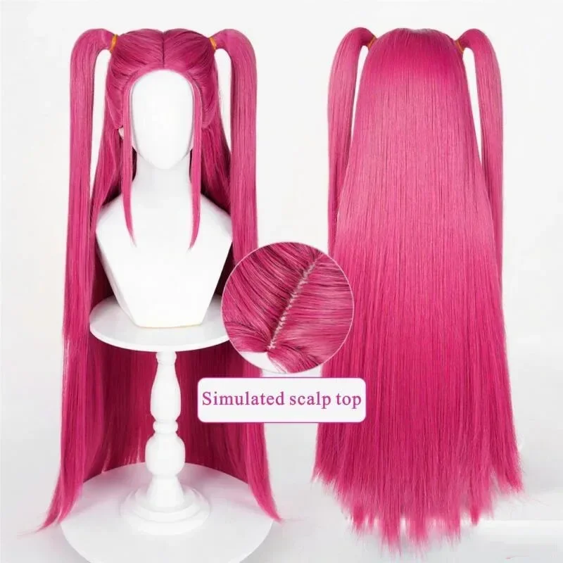 2025HalloweenFilm k-pop cazadores Zoey Rumi Mira Cosplay perruque Halloween femmes Rose rouge violeta noir résistant à la calor