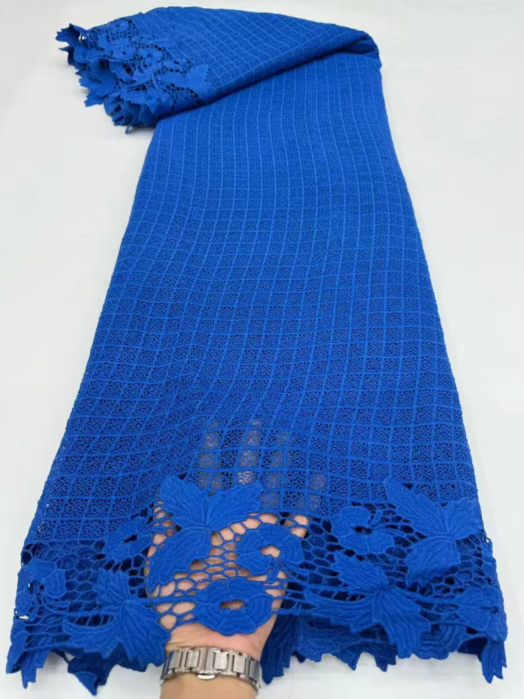 

African Cord Lace Fabric 5Yards White Lace High Quality Nigeria Guipure Lace Fabric for Women Wedding Party Dress Material