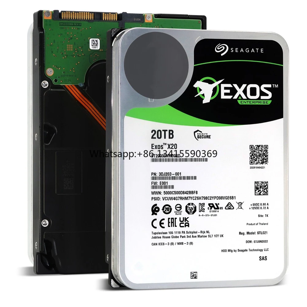 محرك الأقراص الصلبة الداخلي Exos X20 (7200 دورة في الدقيقة، 3.5 بوصة، SAS-3) سعة 20 تيرابايت - ST20000NM002D ST20000NM007D #1