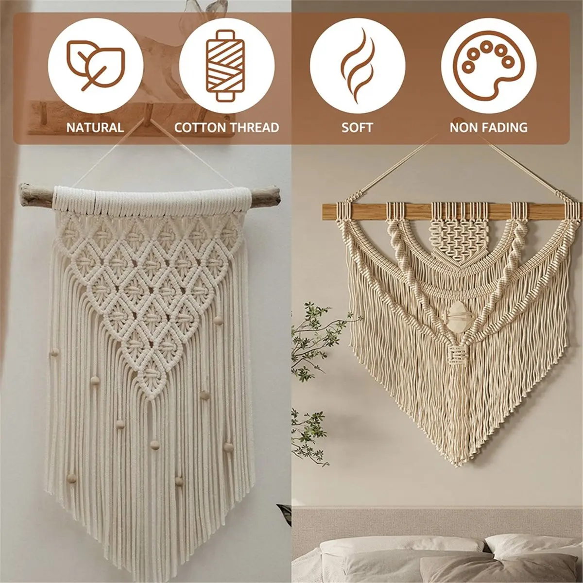 【AT48】 NEW Macrame Wall Hanging Kit for Beginners - DIY Macrame Supplies with Natural Cotton Rope