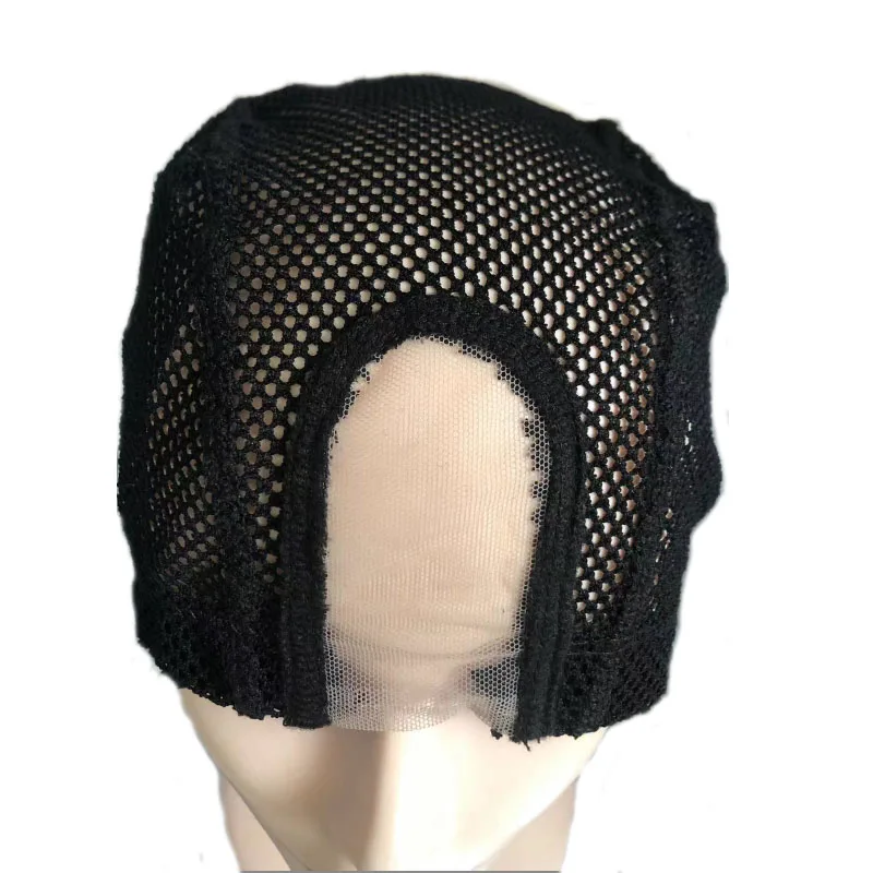 Gorro de malla con agujero grande para peluca, malla de cúpula negra con banda elástica y ondas, 1 unidad