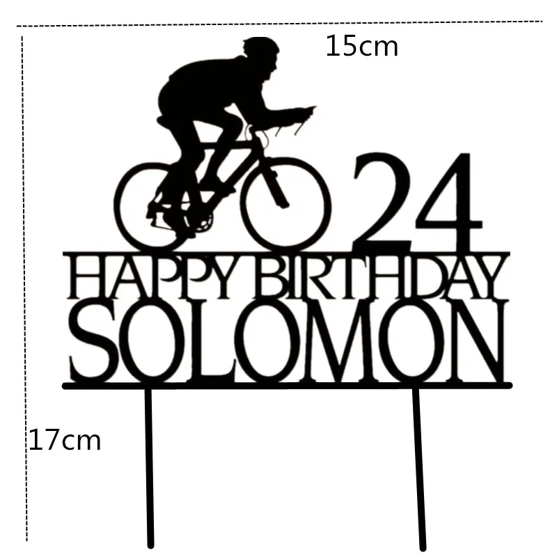 Cyclist Birthday Cake Topper,  Personalized Happy Birthday Cake Topp Acrylic Sign Cake Toppers Name and Age