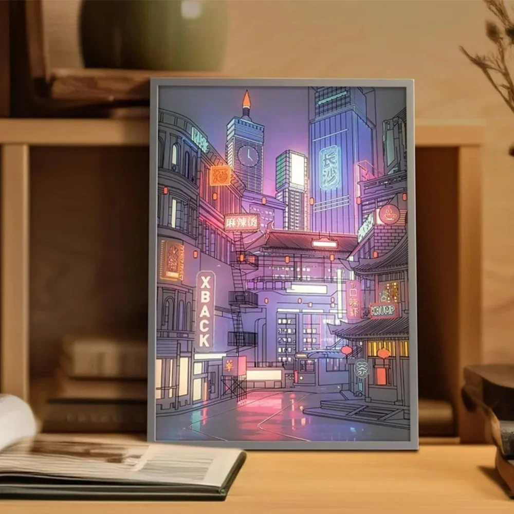 AnimePeripherie Cartoon LED Schöne Stadt Nachtsicht Licht Malerei HD Bild Schlafzimmer Dekoration Nachtsicht Lampe Festivals Geschenk