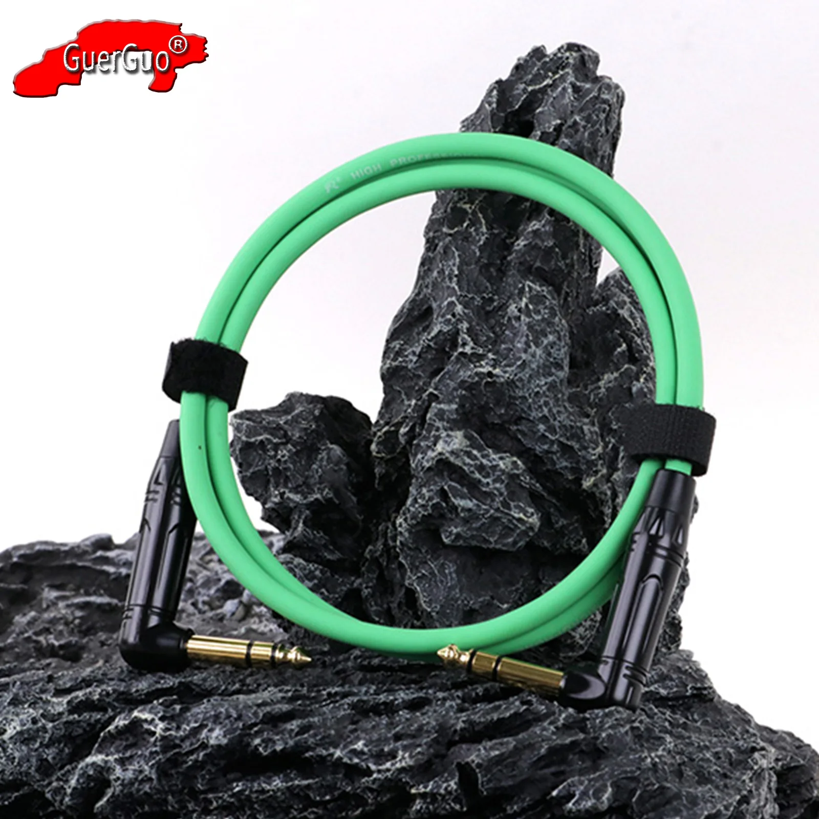 1/4 Inch TRS Instrument Cable,Right Angle 6.35mm Male Jack Stereo Audio Interconnect Cord Extension Cord for Keyboard Mixer Amp