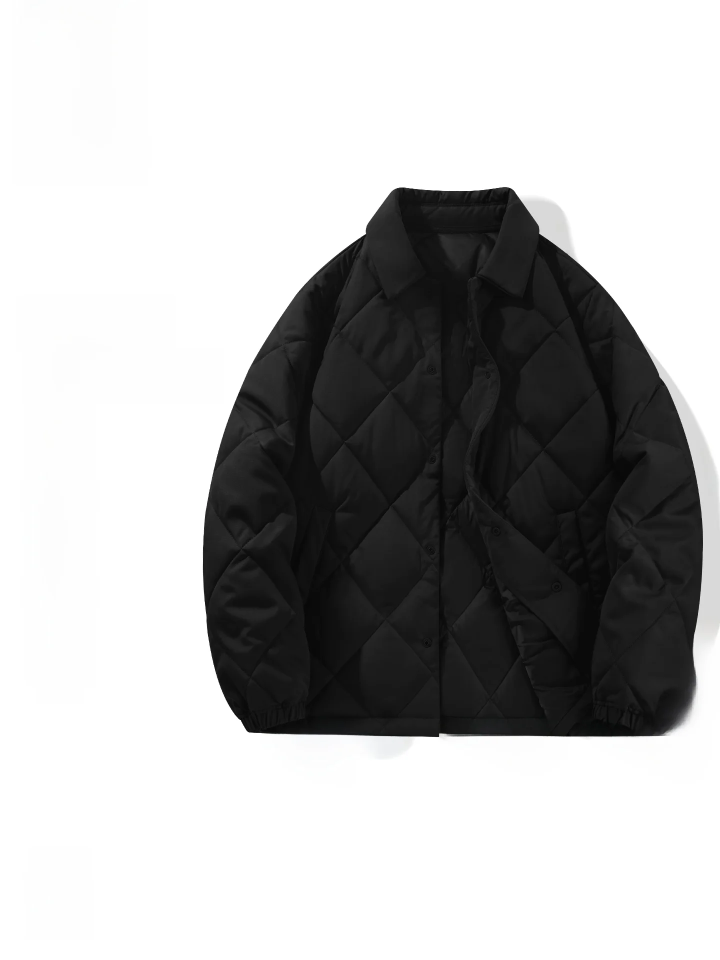 

Зимняя утепленная хлопковая куртка для мужчин, теплая свободная куртка с ромбовидным узором, молодежная модная куртка из полиэфирного волокна с длинными рукавами