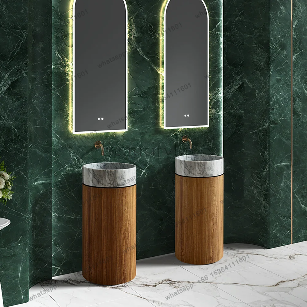 Nordic artificial stone integrated column basin floor-to-ceiling household artificial stone balcony outdoor courtyard washbasin