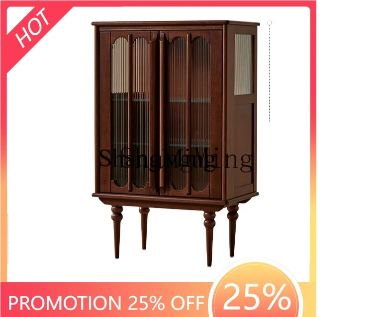 

ZYY Exquisite Premium Simple Display Cabinet Dining Side Storage Cabinet Solid Wood Retro Living Room Wall Side Sofa Cabinet