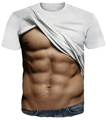 

Goodstoworld 3D Printing of Fake Abs Plus Size Men's and Women's T-shirts Smash Chest Print Novelty Sports Quick Drying Breathab