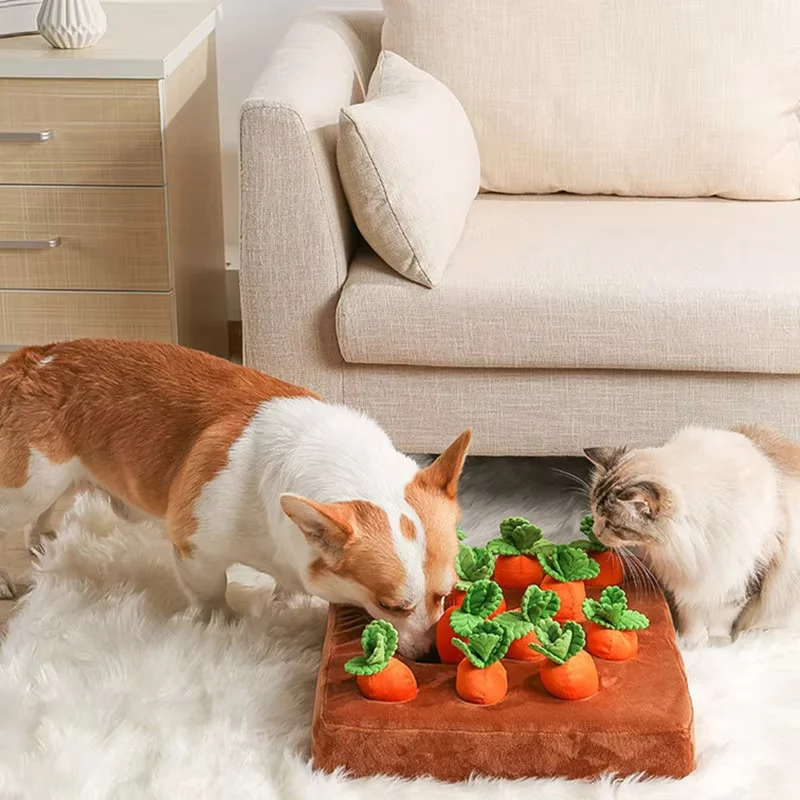 

Dog Toys Snuffle Mat for Pet Plush Carrot Toy Mat Innovative Plush Vegetable Field Pull Radish Plush Carrot Dog Interactive Toys