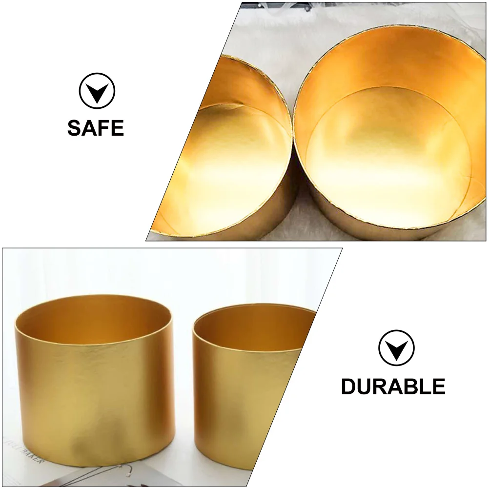 

2Pcs Golden Round Flower Arrangement Box Floral Packing Storage Holder for Holiday Gifts Flower Gift Box