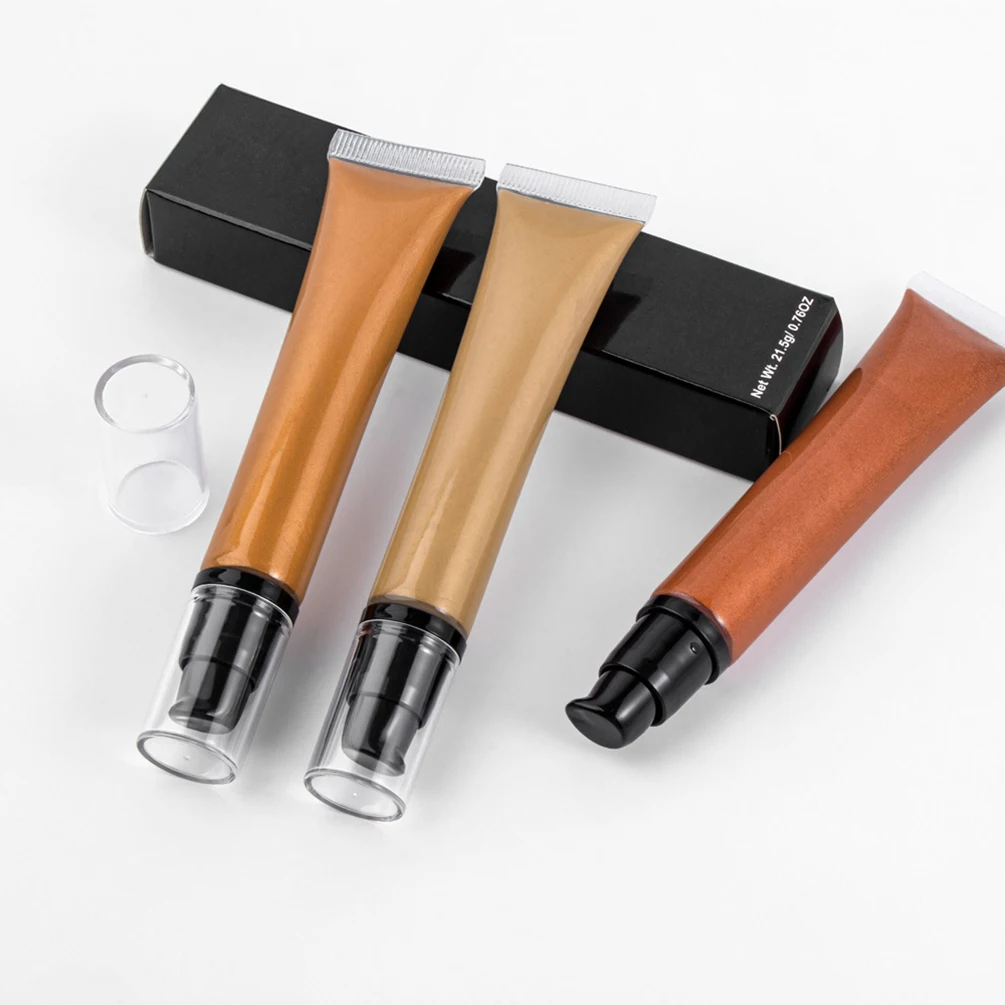 5color Private Label Liquid Highlighter Custom Logo 21.5g Black Box Highlight Hose Tube Face Contour Natural Long-lasting Makeup