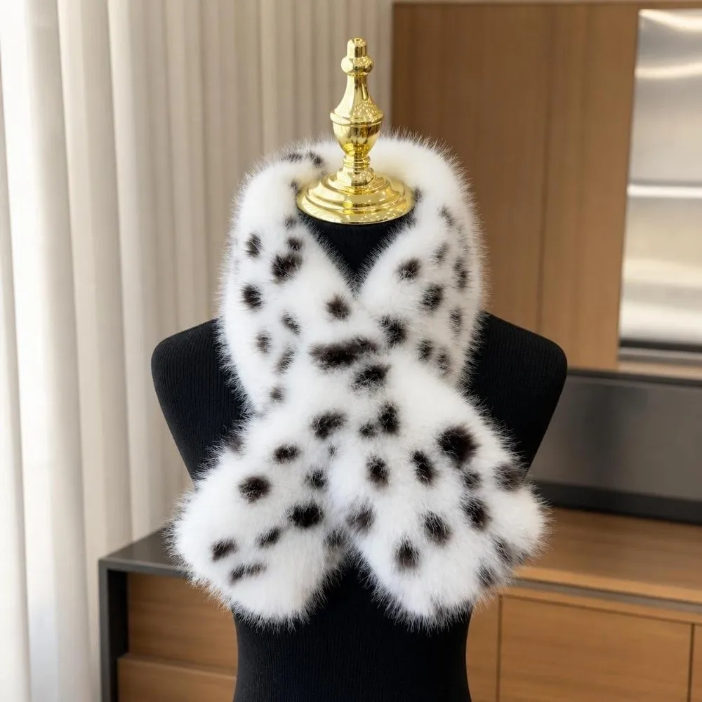 Warm Thickened Scarf Soft Warm Lining Long Fur Scarf Lengthened Faux Fur Shawl Leopard Print Scarf Streetwear Use
