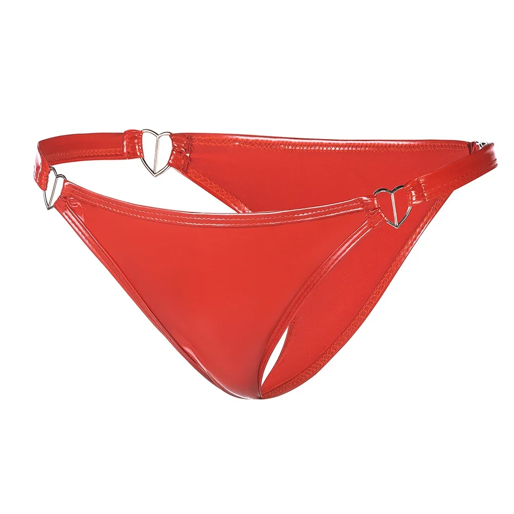 Slip perizoma effetto bagnato in pelle verniciata da donna lucido vita bassa G String mutande Clubwear biancheria intima seducente Lingerie stretta