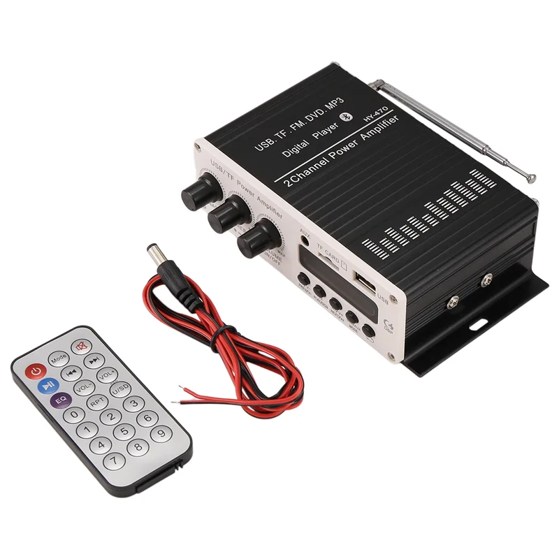 0Z-12V Digital Audio Power Amplifier Bluetooth 5.0 HIFI Treble And Bass Audio AMP 20Wx2 For Home Theater Club Car Party
