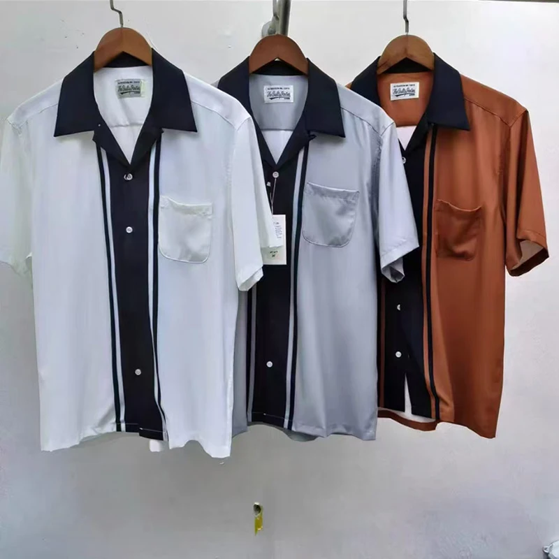 White Grey Brown Casual Trend Hawaii Beach Shirts Stripe Color Blocking Men Woman Best Quality T-shirt Top Tee