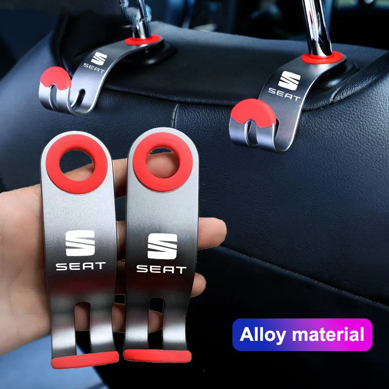 2PCS Alloy Car Seat Back Hook Hanger Hook Seat Bag Hook Storage For SEAT Ibiza Leon E-Racer Ateca FR Toledo Altea Bolero Styling