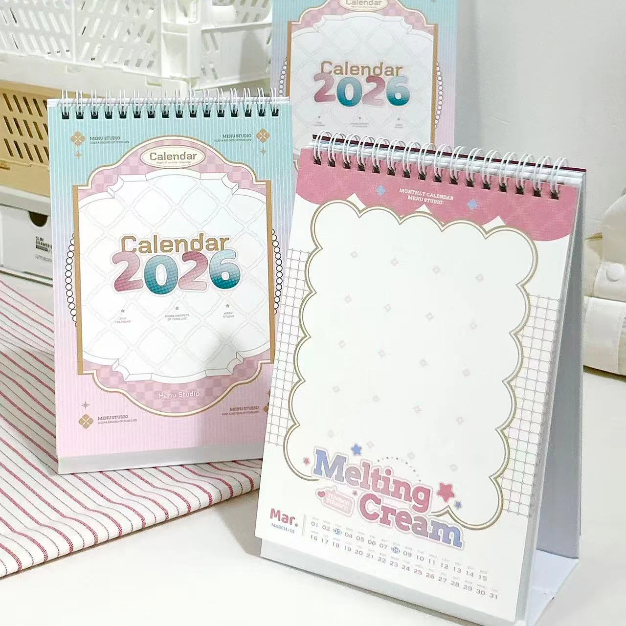 2026 Monatsplanungskalender mit Macaron-Rand, kreatives DIY-Tagebuch, Material, Collage, Studentenbedarf, Schreibwaren