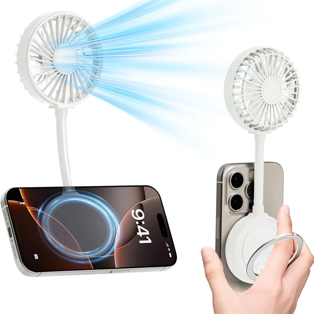 

Magnetic Cell Phone Fan,3 Speeds Mini Personal Fan with Flexible Angle Design & Phone Ring,USB Desk Fan for Summer Outdoor Phone