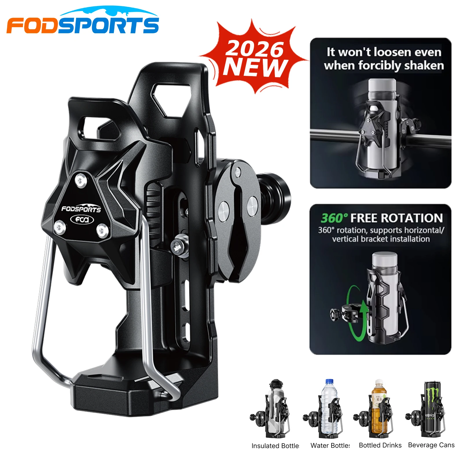 Fodsports Motorrad-Getränkehalter, Adaptiver Größenverstellbarer …