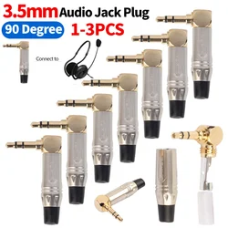 3.5mm Stereo 90 stopni kątowy wtyk męski pozłacane słuchawki Stereo Adapter instrumenty złącze lutownicze konwerter