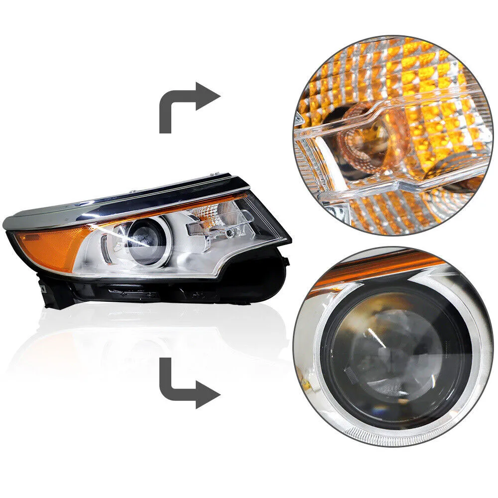 Lampu depan Halogen awet sisi penumpang kanan dengan bohlam cocok untuk lampu depan Ford Edge 2011 2012 2013 2014