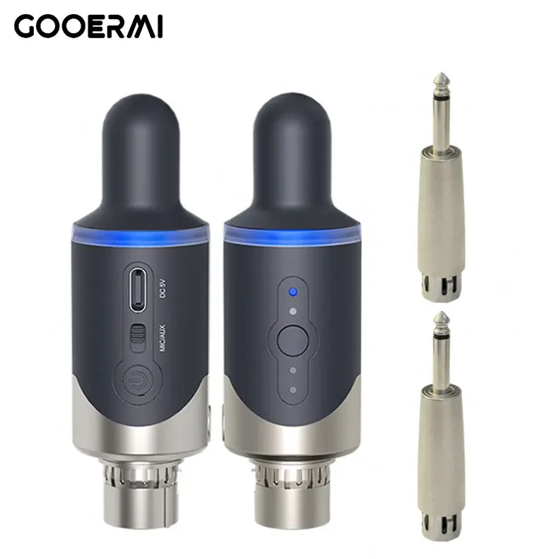 MIM-U801 Wireless XLR Transmitter and Receiver Rechargeable Mic Adapter 4 Channels 169ft Range for Microphone,Audio Mixer