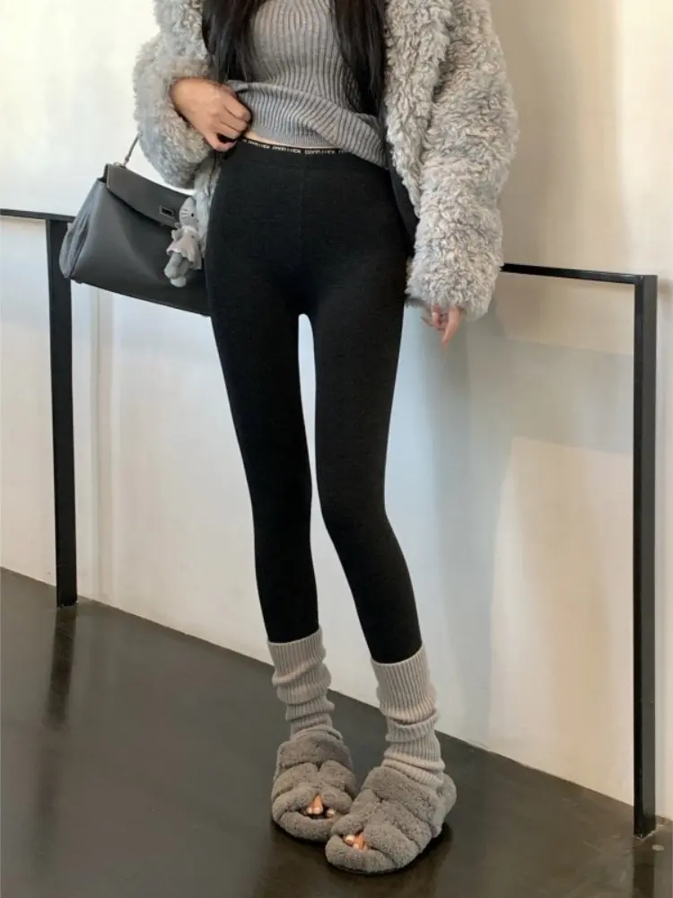 

Сексуальные брюки для йоги Thiened с высокой талией, облегающие узкие брюки с эластичной резинкой на талии и надписью, длинные брюки, повседневные, из другого материала, теплые