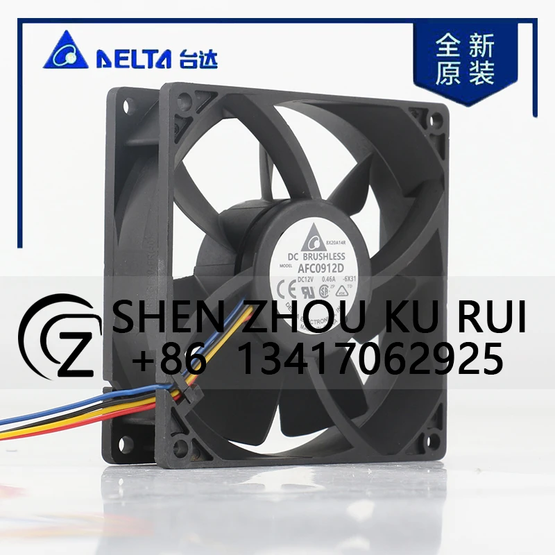 Delta 5V 24V 48V DC 12V 0.46A AC EC 9025 90X90X25MM 9CM Four-wire Chassis Computer CPU Double Ball Bearing AFC0912D Cooling Fan