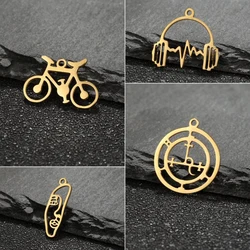 Shuangshuo 5pcs/lot Charms Bicycle Bike Stainless Steel Pendants Necklace Bracelet Making DIY Finding Jewelry Accessories