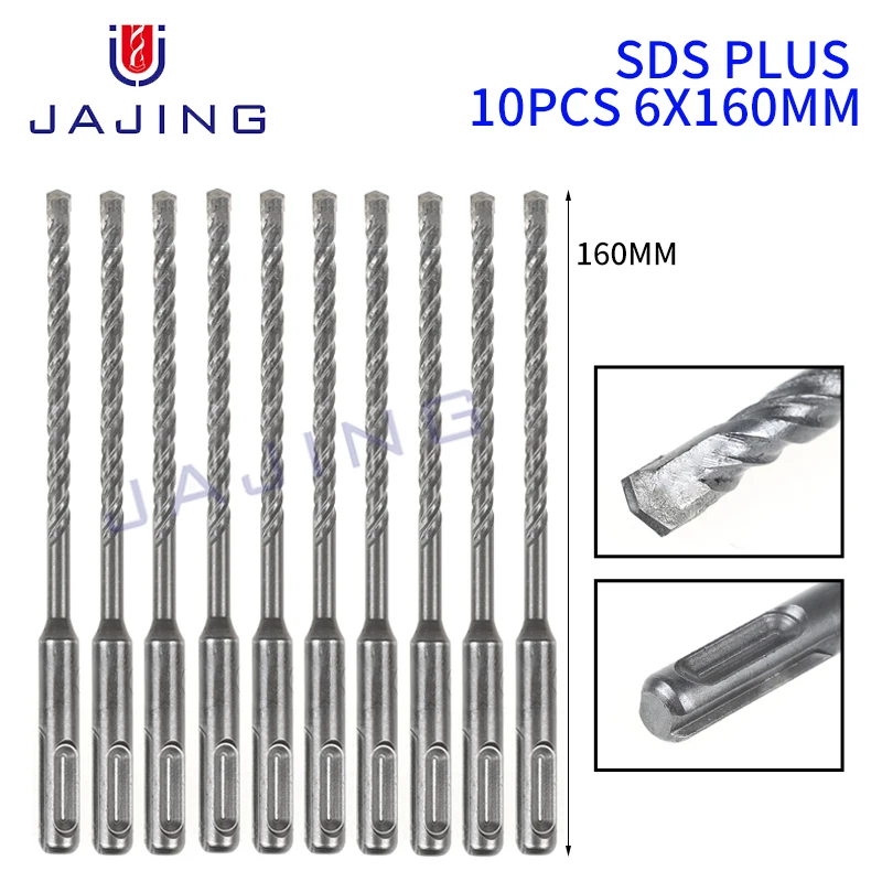 

10pc 4 5 6mm Electric Hammer SDS Plus Drill Bits Set length 160mm Concrete Wall Brick Block Masonry Hole Saw Drilling