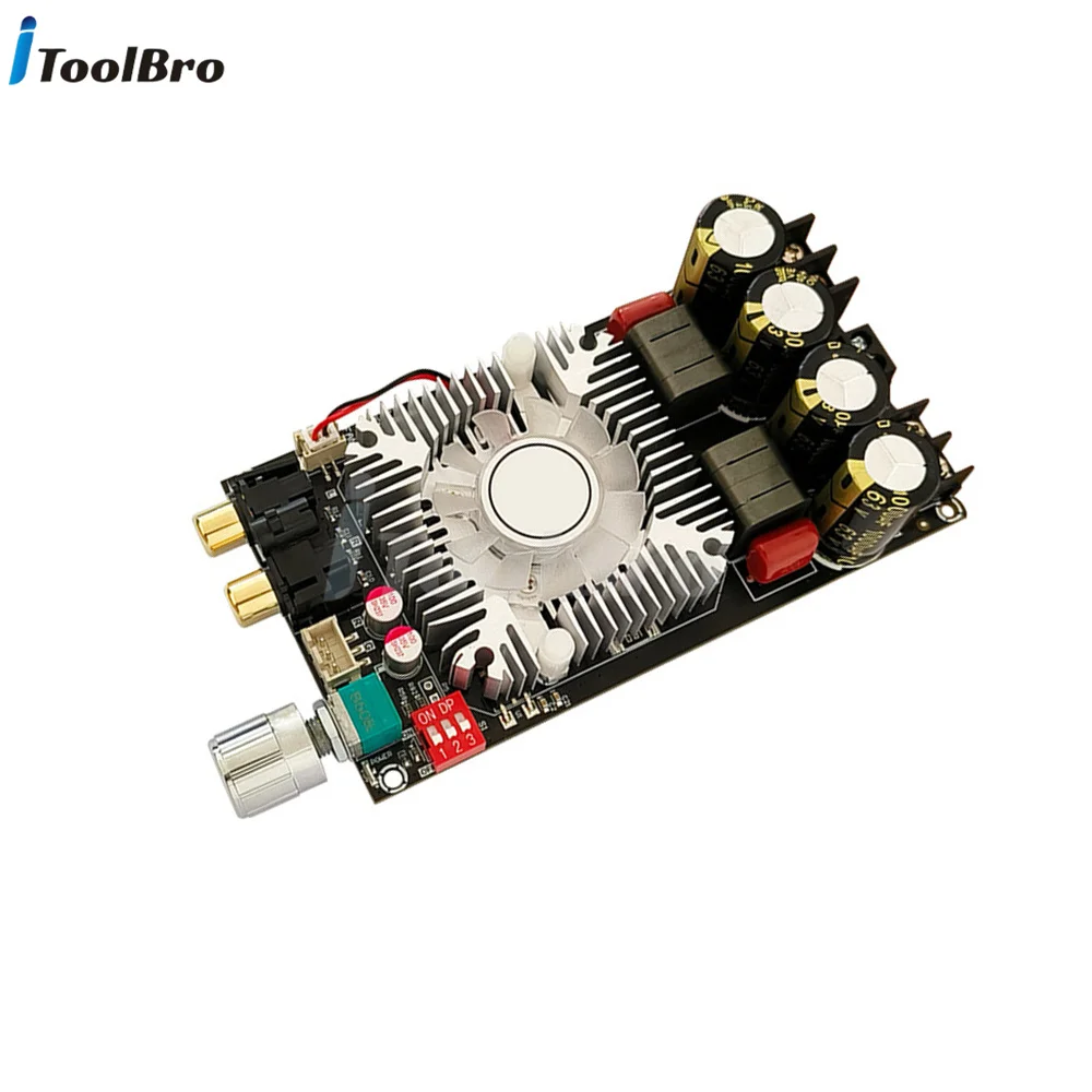 TDA7498E 160W+160W Audio Power Amplifier Board DC 15-35V with RCA XH2.54-3P Heatsink Fan Anti POP for Speaker Subwoofer