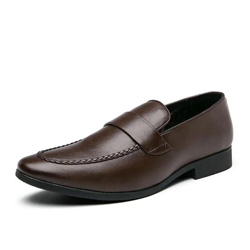 Zapatos Derby con cordones para hombre, vestido de punta redonda, negocios, boda, cuero hecho a mano