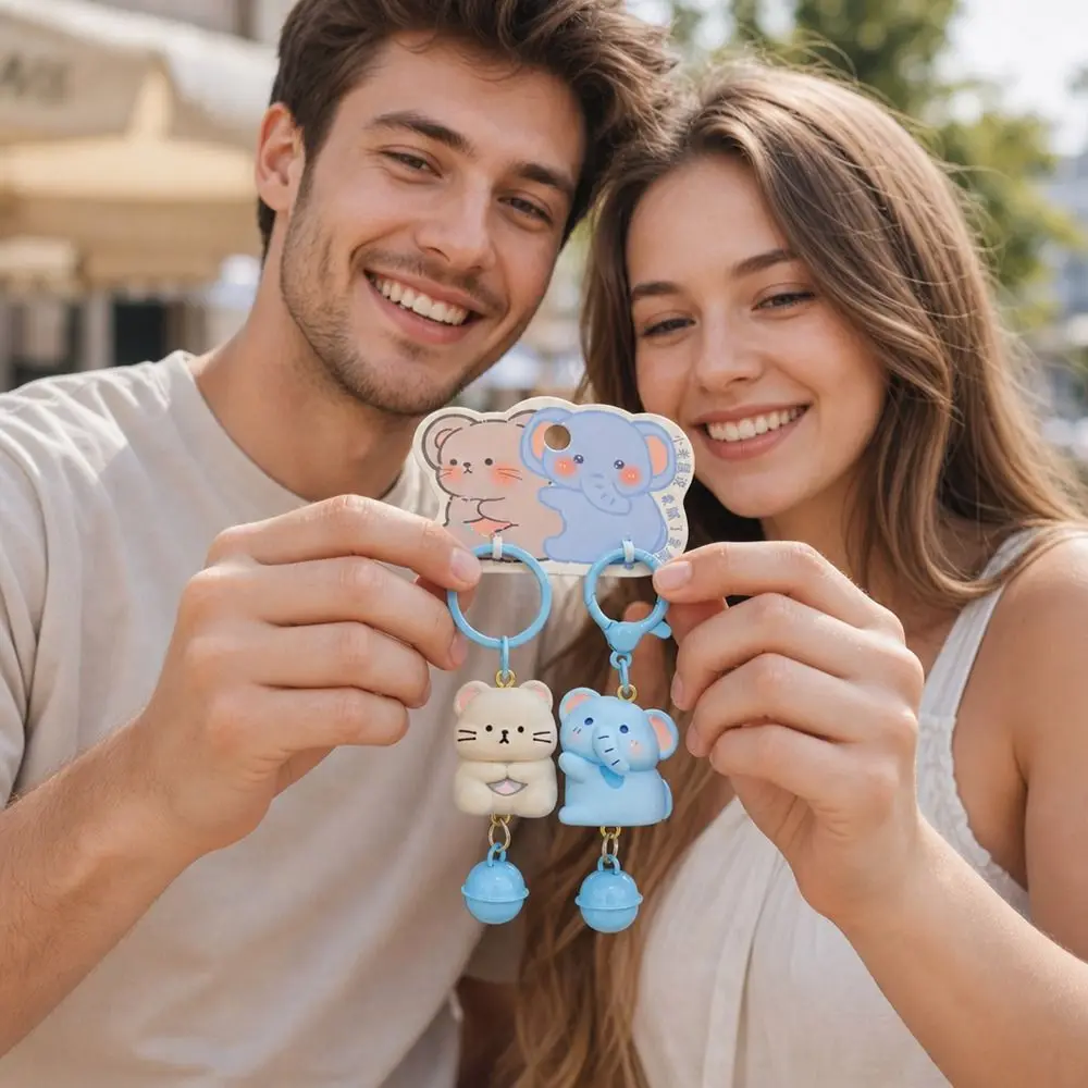2Pcs/Set Creative Resin Magnetic Snap Keychain Hanging Cartoon Animal Keychain Sets Mini Couple Pendant Couple Gift