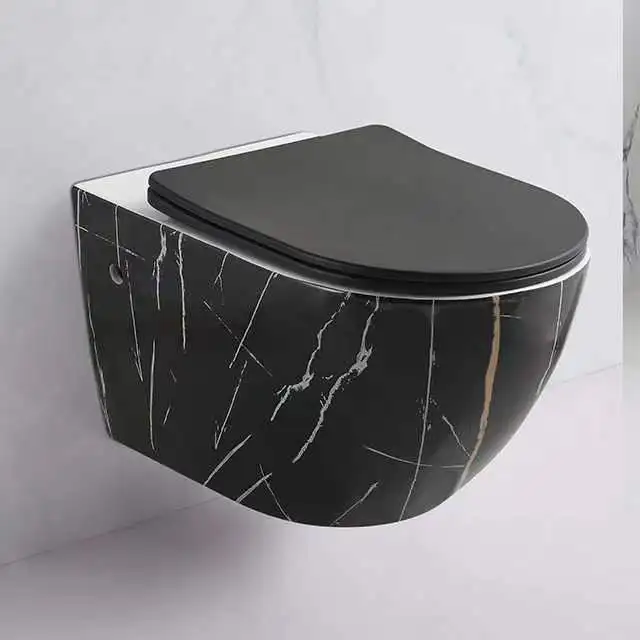 Modern Luxury Sanitary Ware Wc Mounted Bowl Matt Black Wall Hung Toilet Ceramic Tankless Rimless Wall Hung Toilet