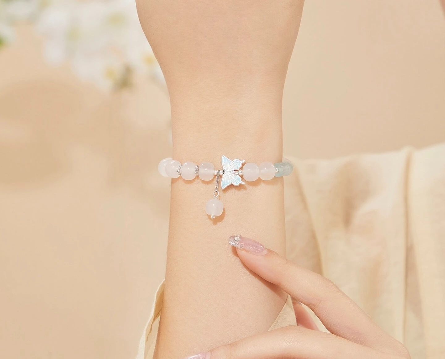 Chalcedony Butterfly Dream Yucui S925 Sterling Silver Bracelet Women's Light Luxury Niche New