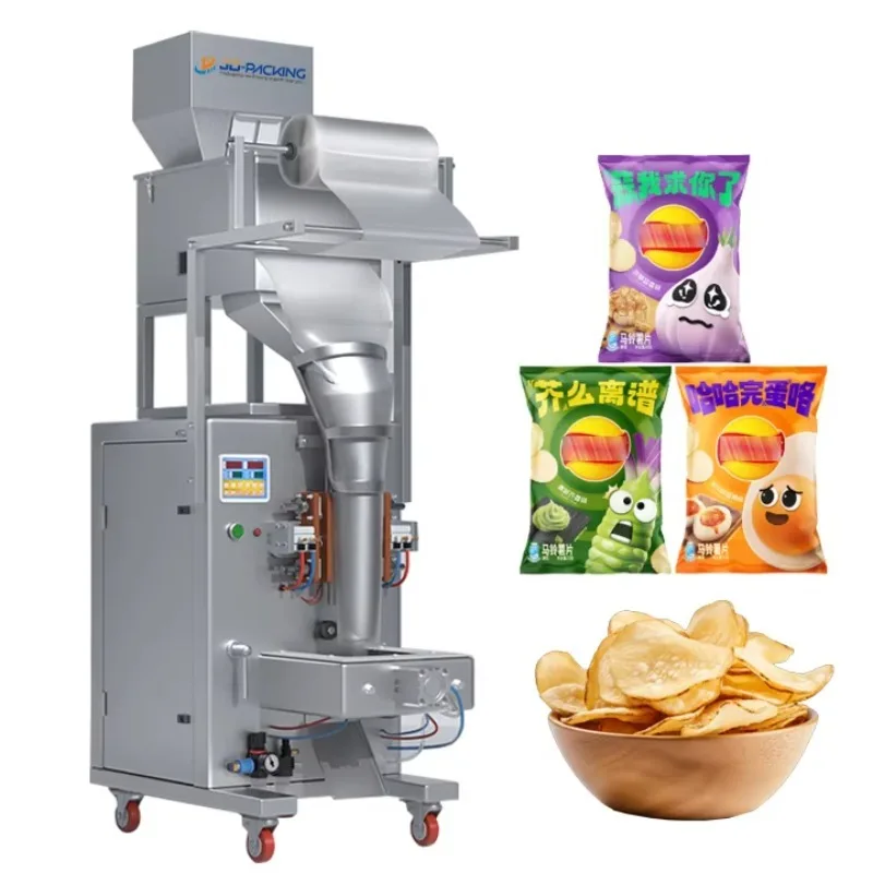 Automatic Freeze Dried Chips Weighing Packing Packaging Machine With Nitrogen Popcorn Snack Nuts Plantain Chips Packing Machine