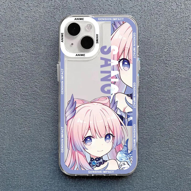 Cute Anime Genshin Impact Hutao Phone Case For iPhone 14 15 Pro MAX 11 13 12 XS X XR 7 Plus Shockproof Clear Soft Cover Fundas