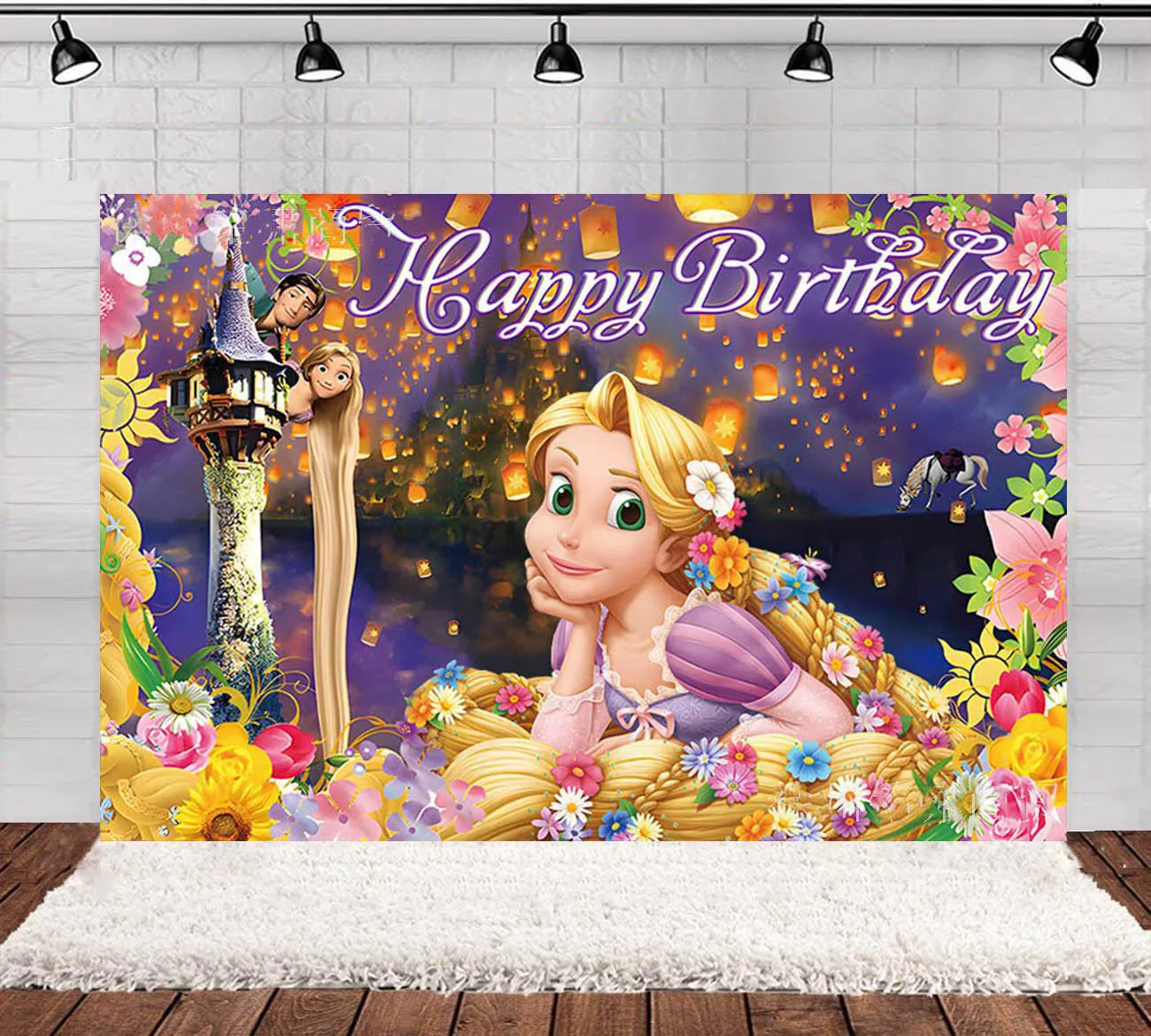 Disney Rapunzel Background Tangled Tapestry Happy Birthday Party Supplies Baby Shower Banner Tablecloth Wed Decor Home Garden