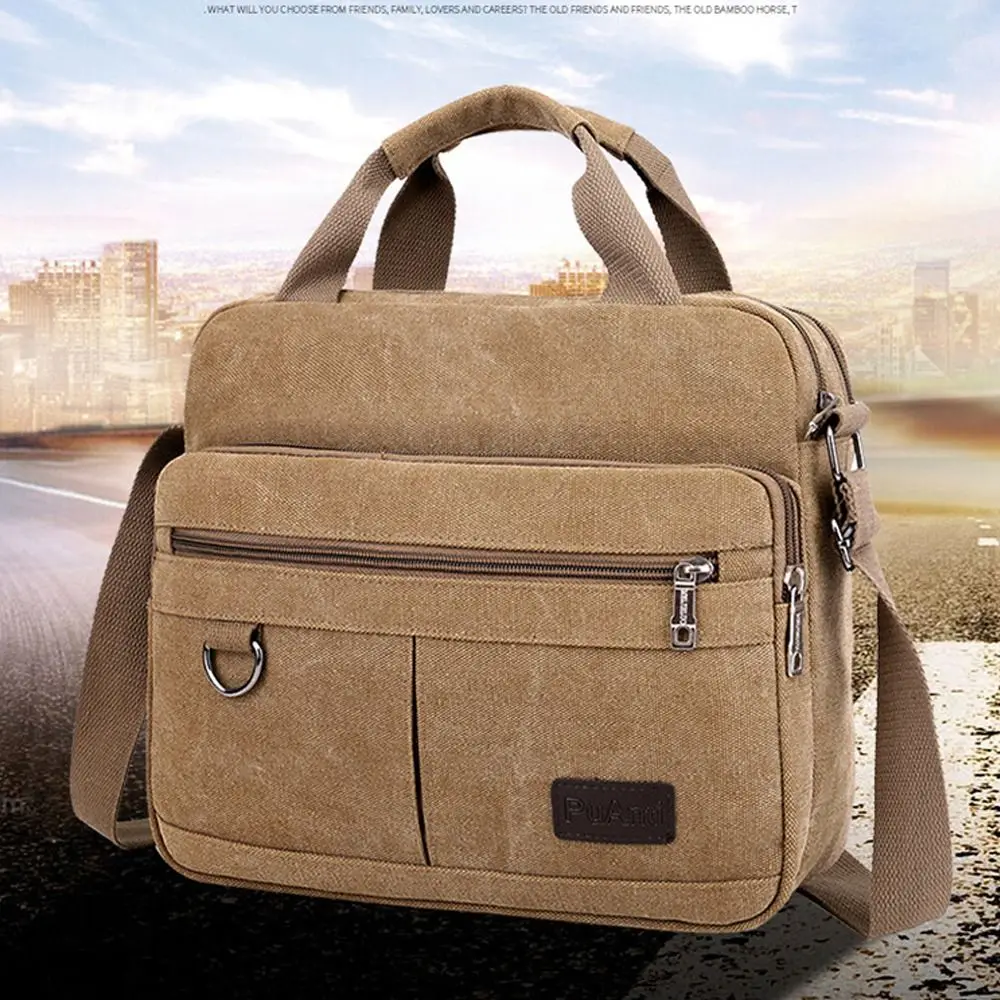 Multi-layer Messenger Bag Luxury Large Capacity Zipper Storage Pocket Square Shape Shoulder Bag Men