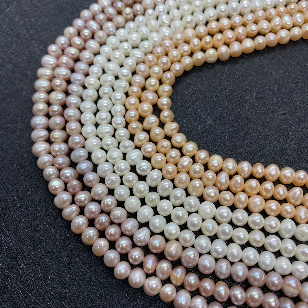 Grade AA High-quality Pearl Beads 100% Real Natural Freshwater White Nearly Round Beads Jewelry Making DIY Necklace Earrings