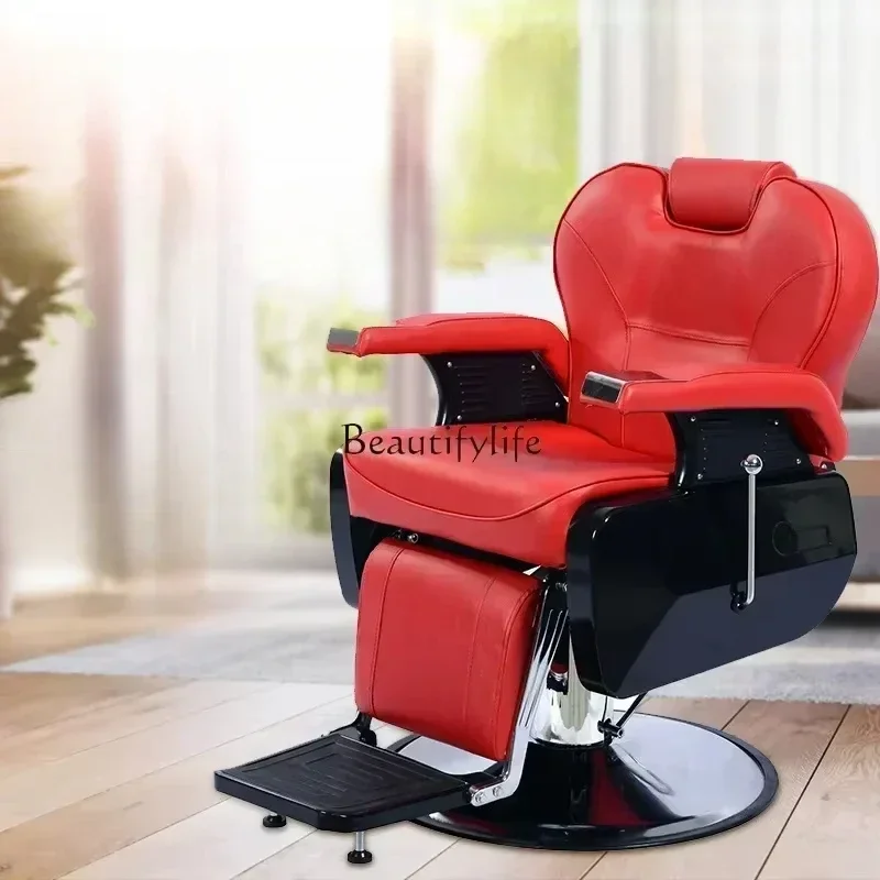 Ls51Red Barber Chair Reclining Explosion-proof Hydraulic Hair Clipper Chair