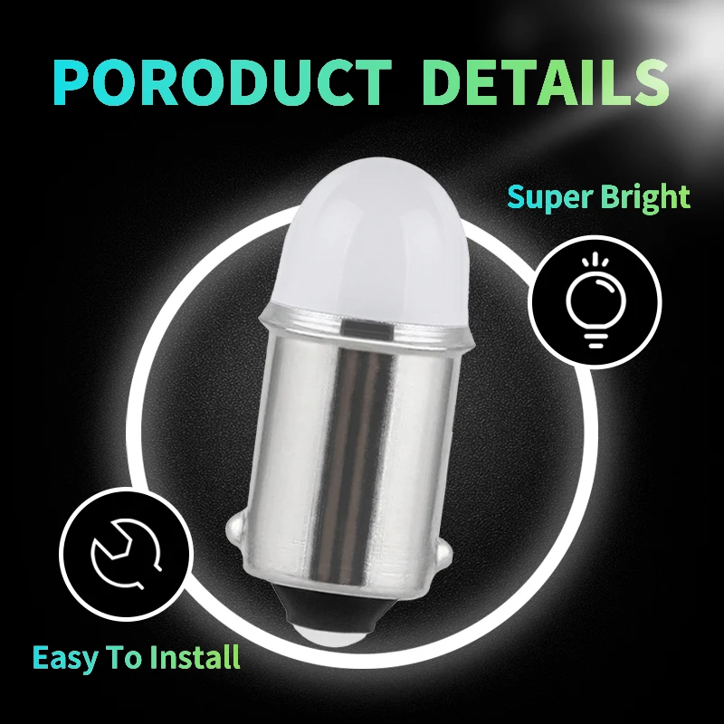 10PCS Super Bright 6V 24V Car Led Light BA9S Ceramic COB LED Marker Light Bulbs BA9S T4W Auto License Plate Light Reading Lamp