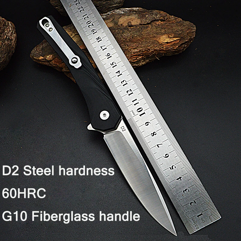 Foldable blade portable D2 steel small knife outdoor folding knife sharp and high-hardness survival knife pocket knife