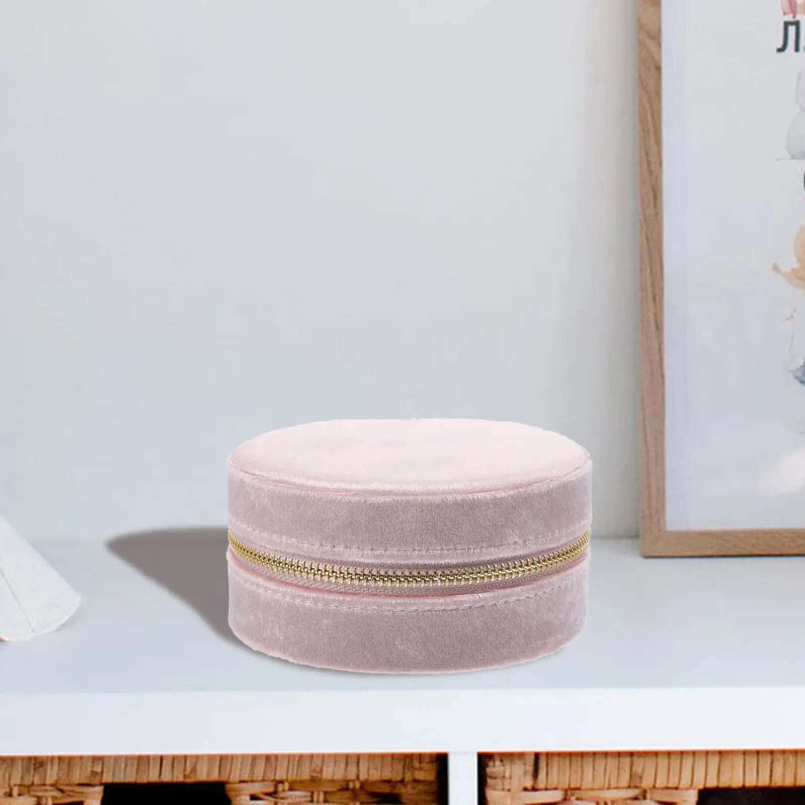 

Round Jewelry Box Small Travel Jewelry Case Portable Compact Organizer for Earrings Necklaces Rings Pendants Elegant Gift Option